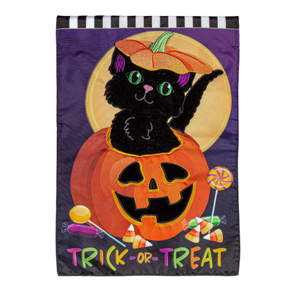 Trick or Treat Kitten Applique Garden Flag