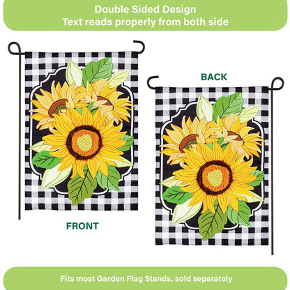 Sunflowers and Checks Garden Linen Flag