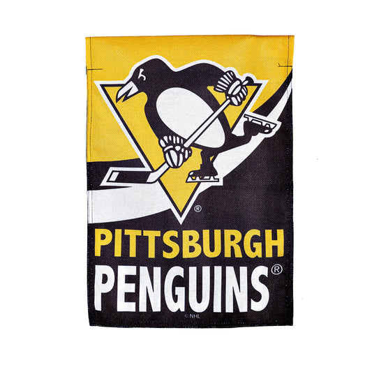 NHL Hockey Burlap Garden Flag, Pittsburgh Penguins