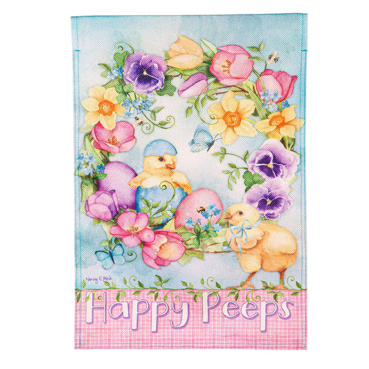 Spring Has Hatched Burlap House Flag