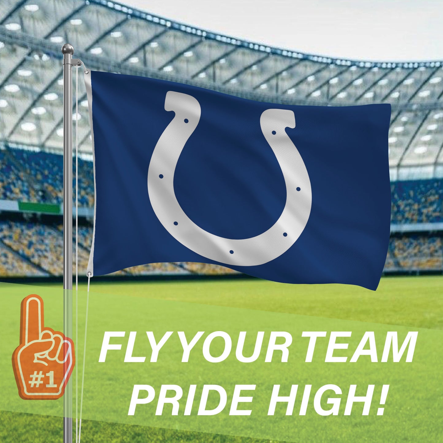 Indianapolis Colts Single Sided Flag w/ 2 Grommets, 3'x5'