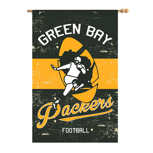 Double-Sided Vintage Graphic NFL Team Pride Linen House Flag, Green Bay Packers