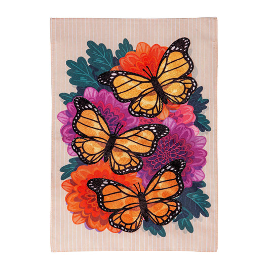 Monarchs on Mums Burlap Garden Flag
