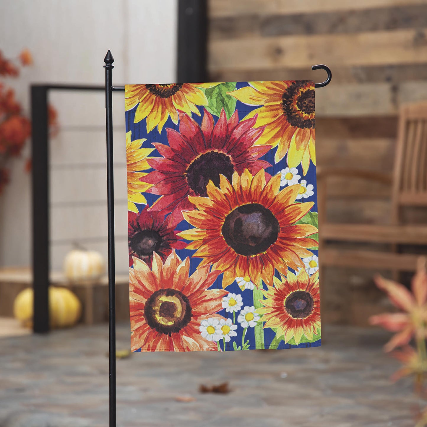 Multi-Color Fall Sunflowers Garden Suede Flag