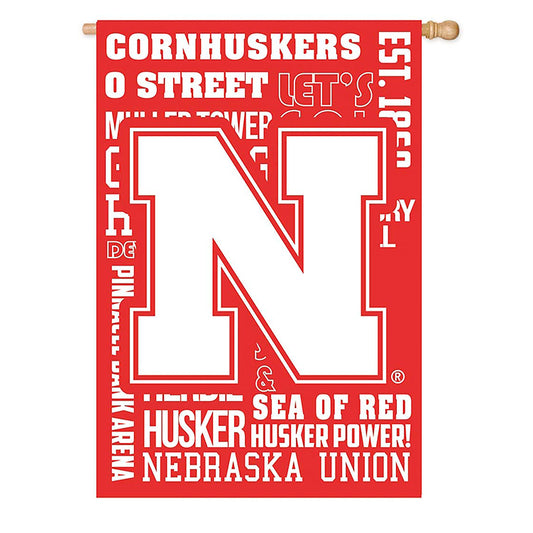 Double-Sided Fan Rules College Team Pride Sueded House Flag, Univ of Nebraska