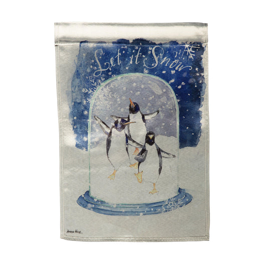 Let it Snow Penguin Lustre Garden Flag