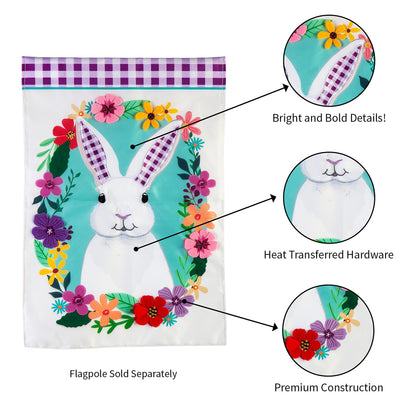 Gingham Bunny Garden Applique Flag