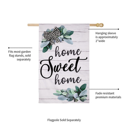 Home Sweet Home Eucalyptus House Burlap Flag