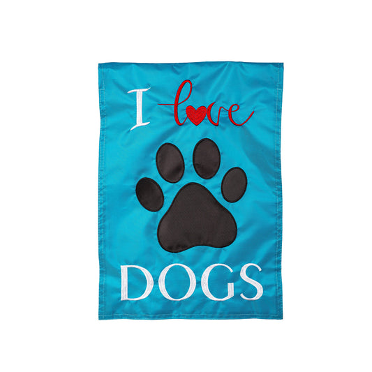 I love Dogs Basic Applique Garden Flag