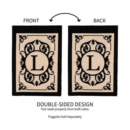 Cambridge Monogram Garden Applique Flag, Letter L