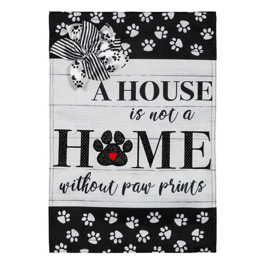 Paw Prints Burlap House Flag