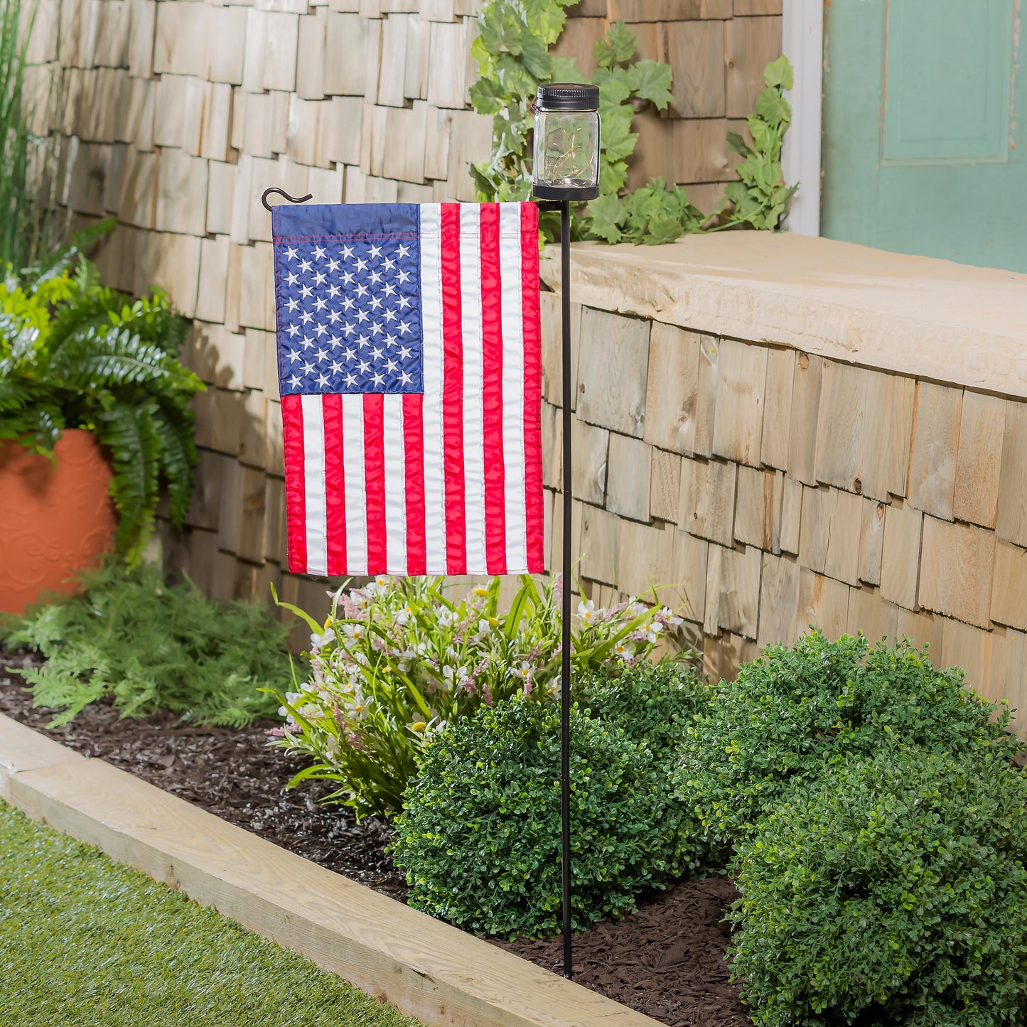 Mason Jar Solar Garden Flag Stand, KD
