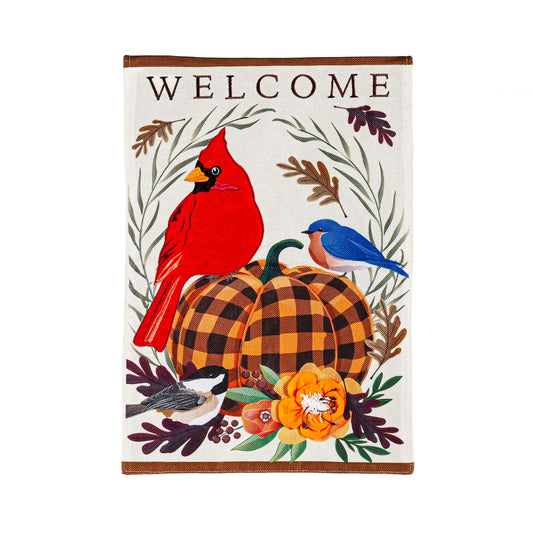 Fall Songbirds Garden Burlap Flag