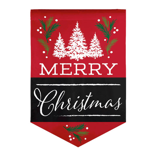 Merry Christmas Burlap House Flag