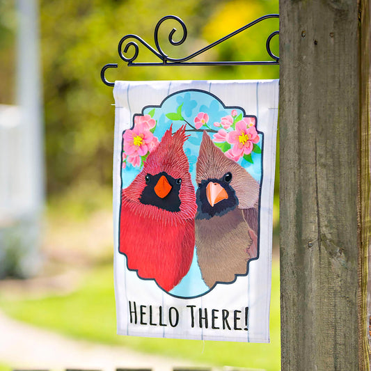 Friendly Cardinals Garden Linen Flag