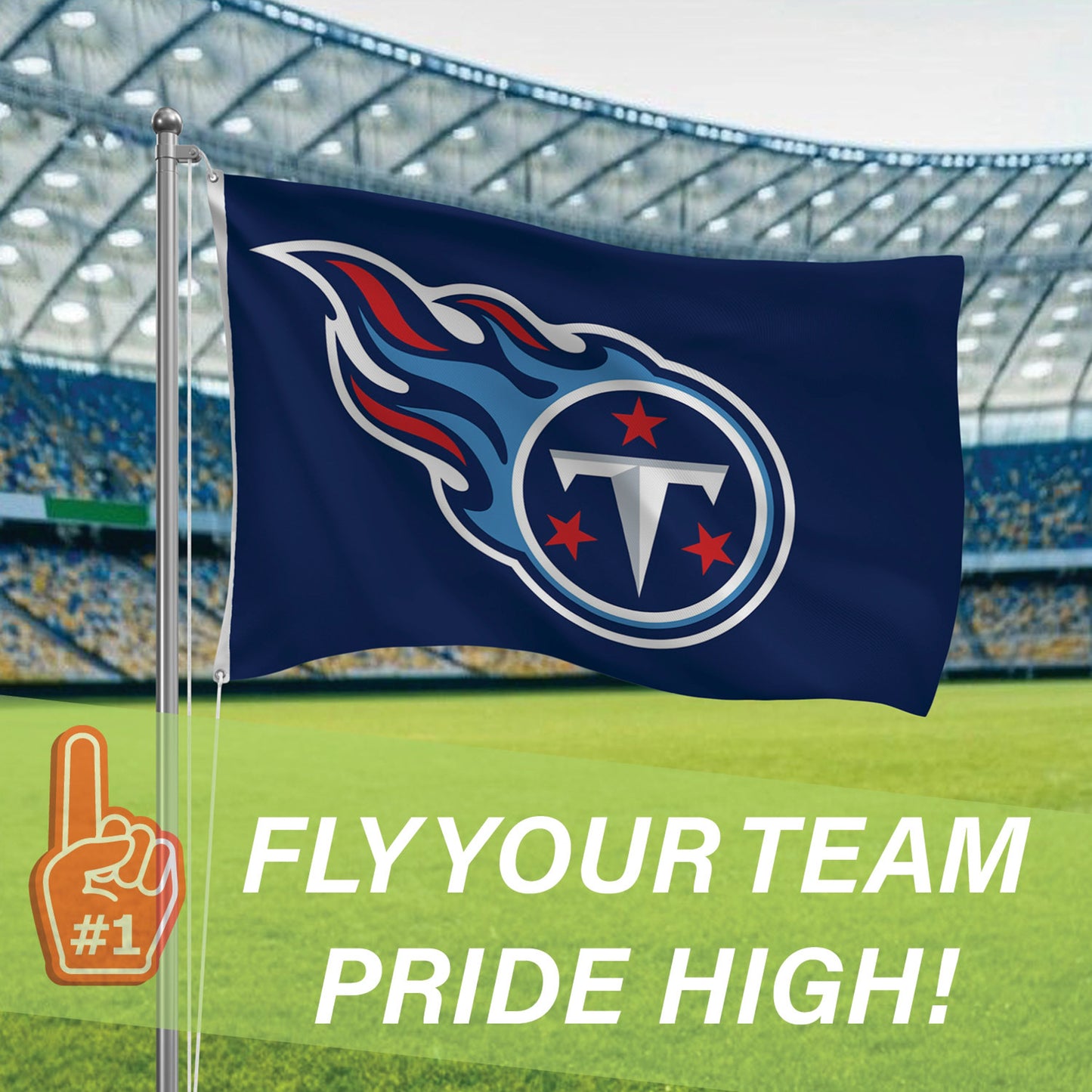 Tennessee Titans Single Sided Flag w/ 2 Grommets, 3'x5'