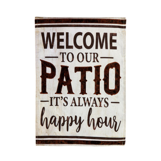 Welcome to Our Patio Garden Burlap Flag