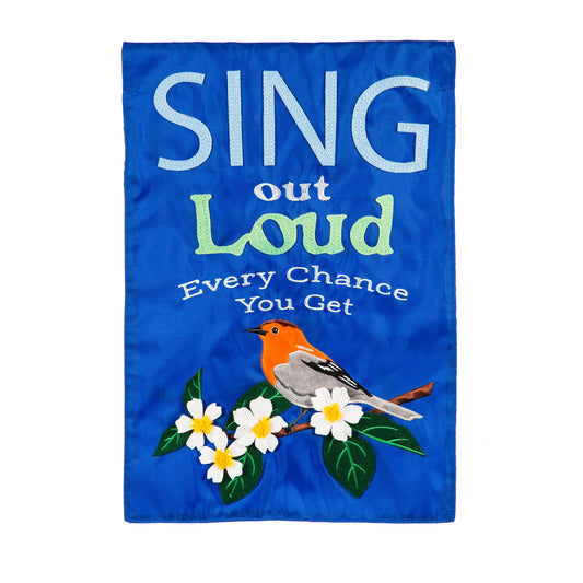 Sing Out Loud Robin Garden Applique Flag