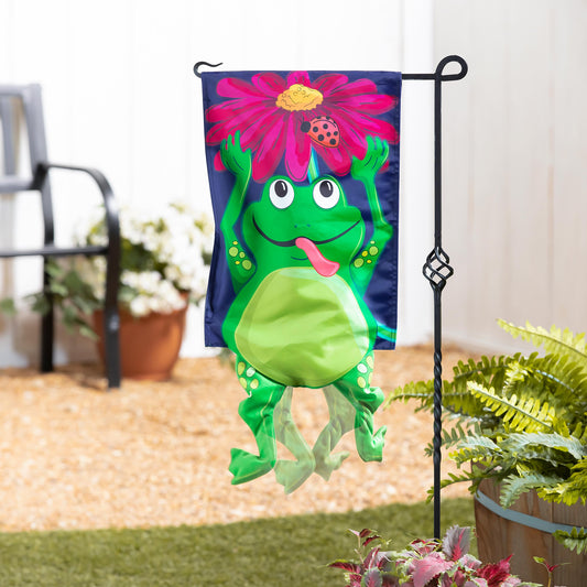 Jumping Frog Kickin Garden Flag