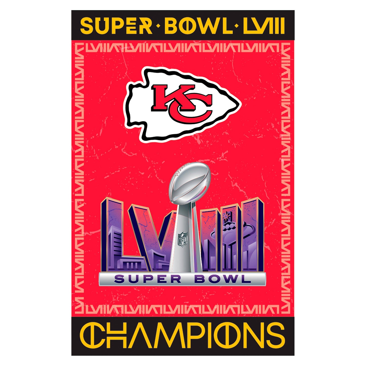 Kansas City Chiefs SB58 Champions Embossed Suede Flag