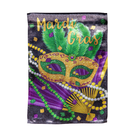Mask and Beads Lustre Garden Flag