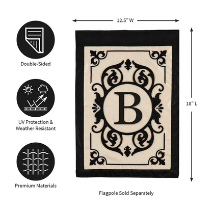 Cambridge Monogram Garden Applique Flag, Letter B