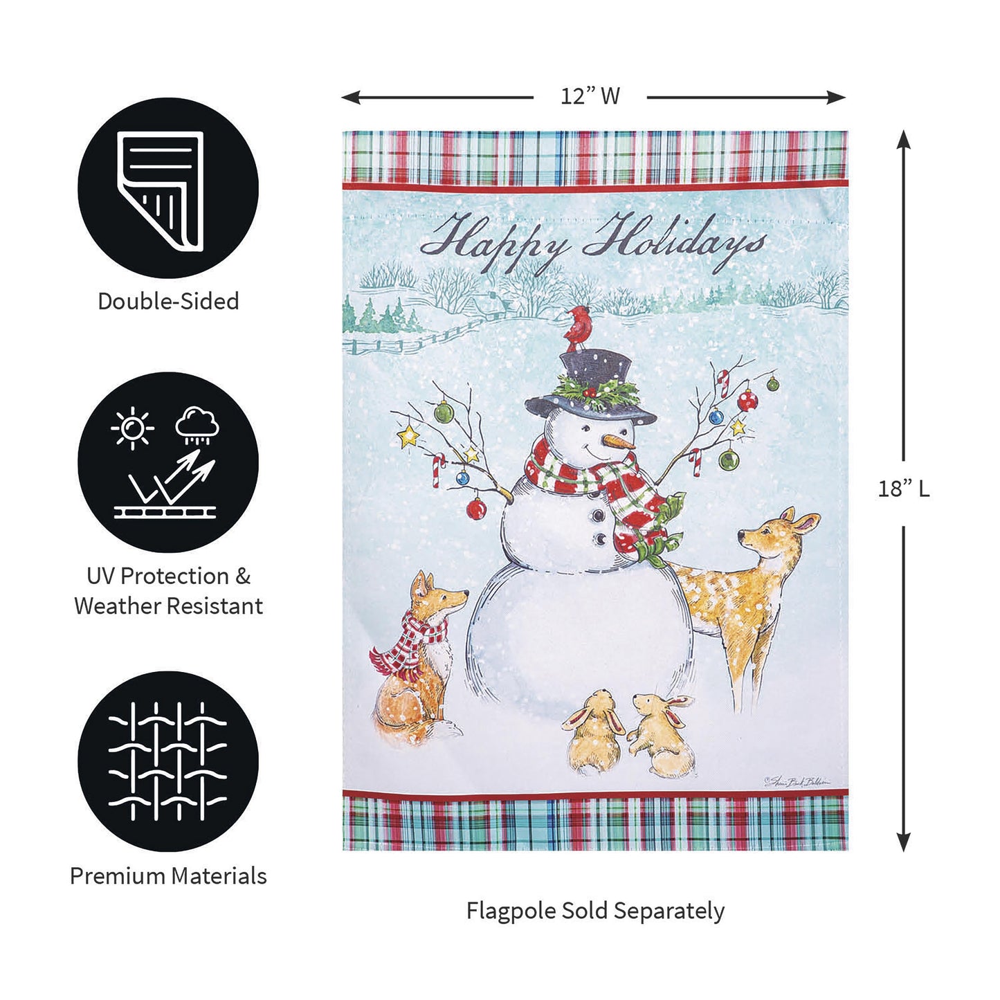 Snowman Holiday Reversible Suede Garden Flag