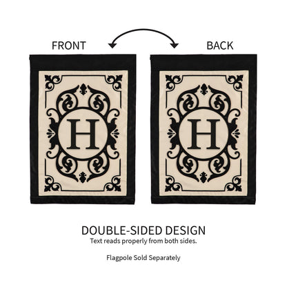 Cambridge Monogram Garden Applique Flag, Letter H