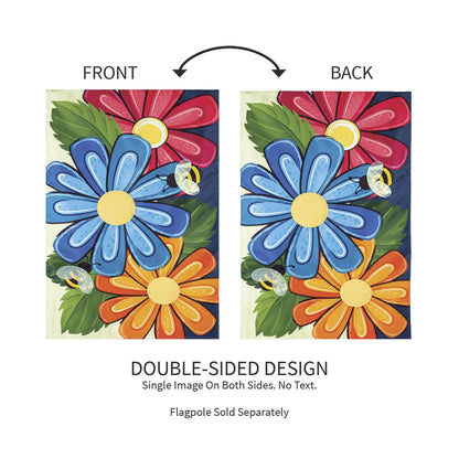 Spring Floral Applique Garden Flag