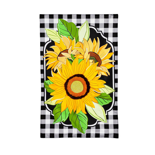 Sunflowers and Checks House Linen Flag