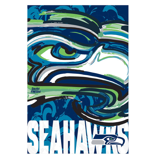 Seattle Seahawks Justin Patten Logo Suede Garden Flag