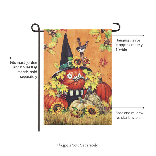 Pumpkin Witch Garden Suede Flag
