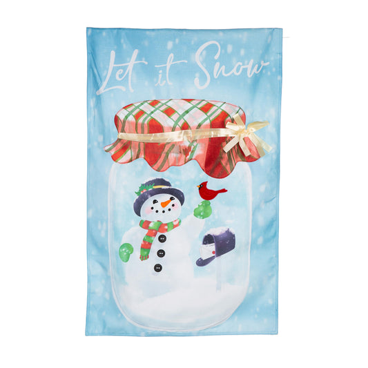 Let it Snow Snowman Burlap House Flag