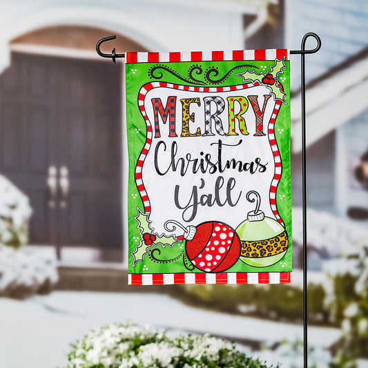Merry Christmas Y'all Applique Garden Flag