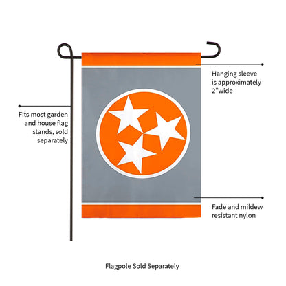 Tennessee Tri Star, Grey Garden Applique Flag