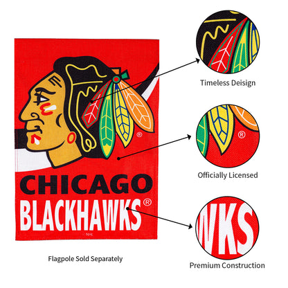 NHL Hockey Burlap Garden Flag, Chicago Blackhawks