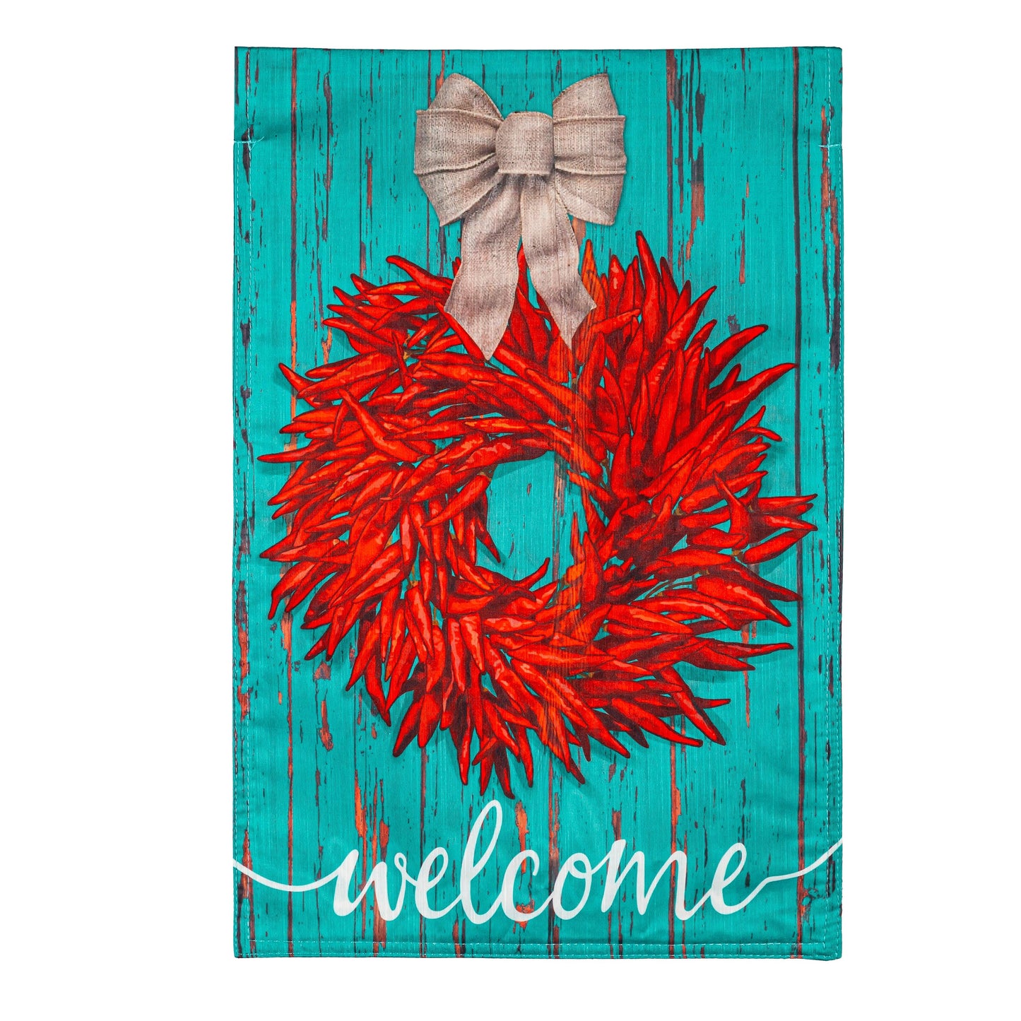 Red Chili Wreath Strie Garden Flag
