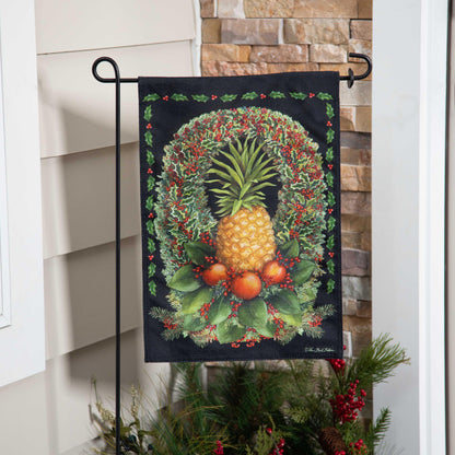 Christmas Pineapple Wreath Burlap Garden Flag