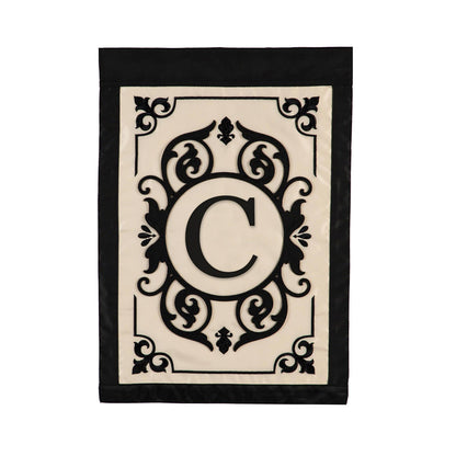 Cambridge Monogram Garden Applique Flag, Letter C