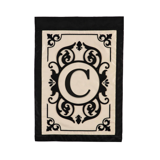 Cambridge Monogram Garden Applique Flag, Letter C
