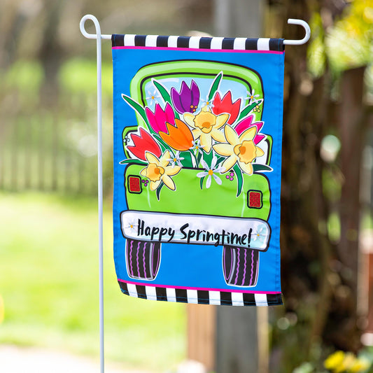 Springtime Truck Garden Applique Flag