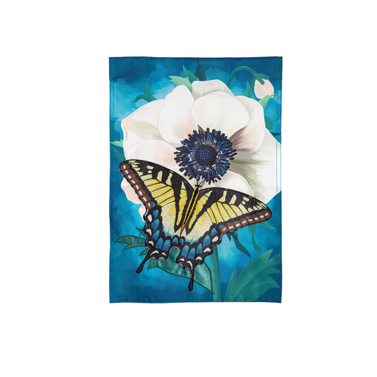 Anemone & Butterfly Applique Garden Flag