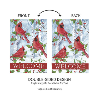 Winter Visit Suede Garden Flag