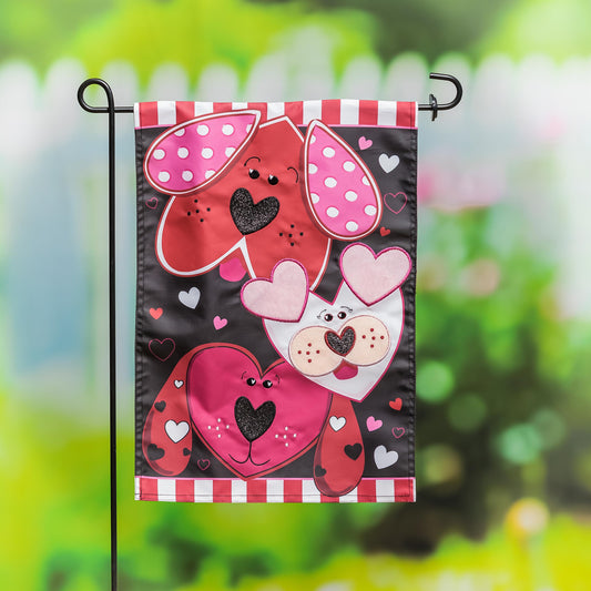 Puppy Love Garden Applique Flag