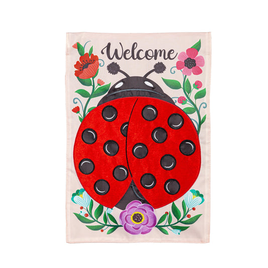 Ladybug Applique Garden Flag