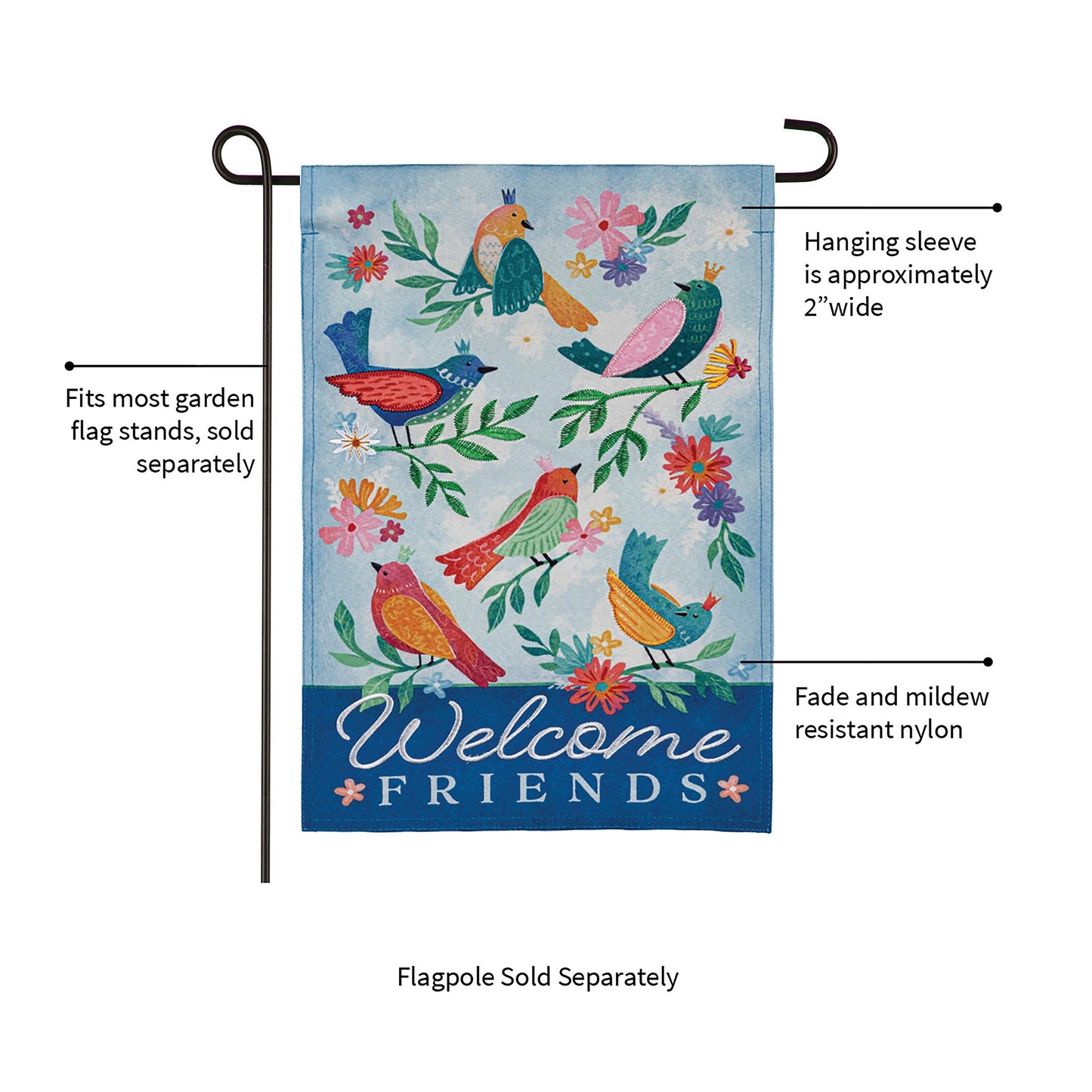 Bird Queens Garden Linen Flag