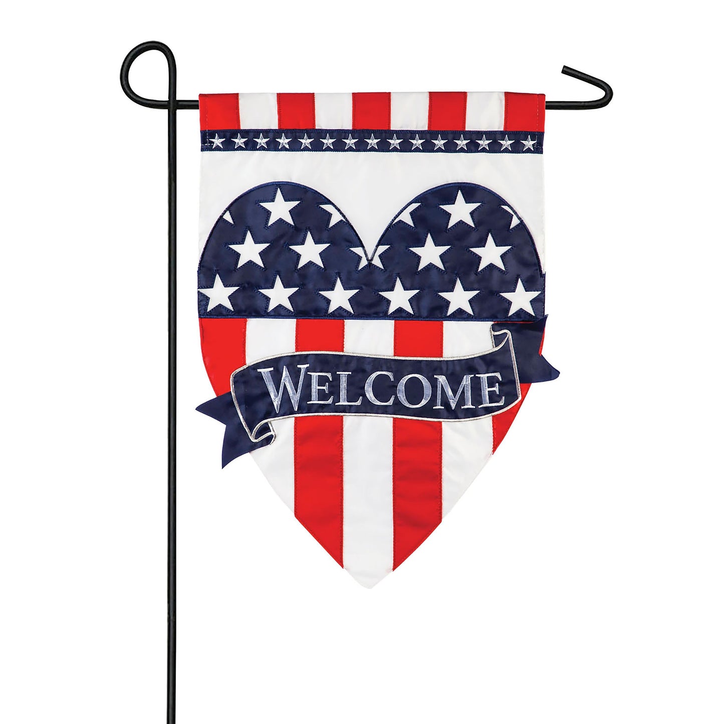 Patriotic Heart Garden Applique Flag