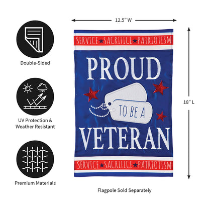 Proud Veteran Garden Applique Flag
