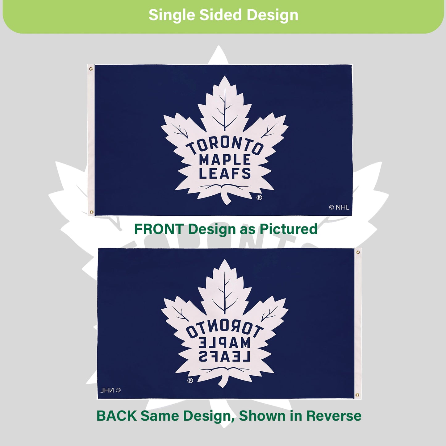 Toronto Maple Leafs Single Sided Flag with 2 Grommets, 3'x5'