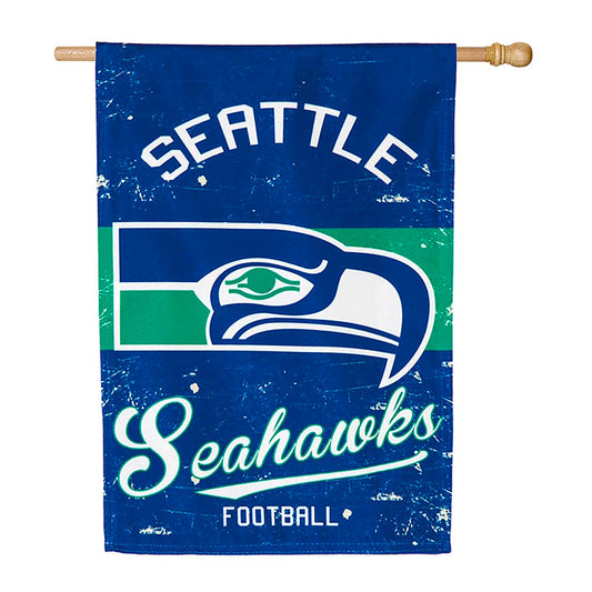 Double-Sided Vintage Graphic NFL Team Pride Linen House Flag, Seattle Seahawks